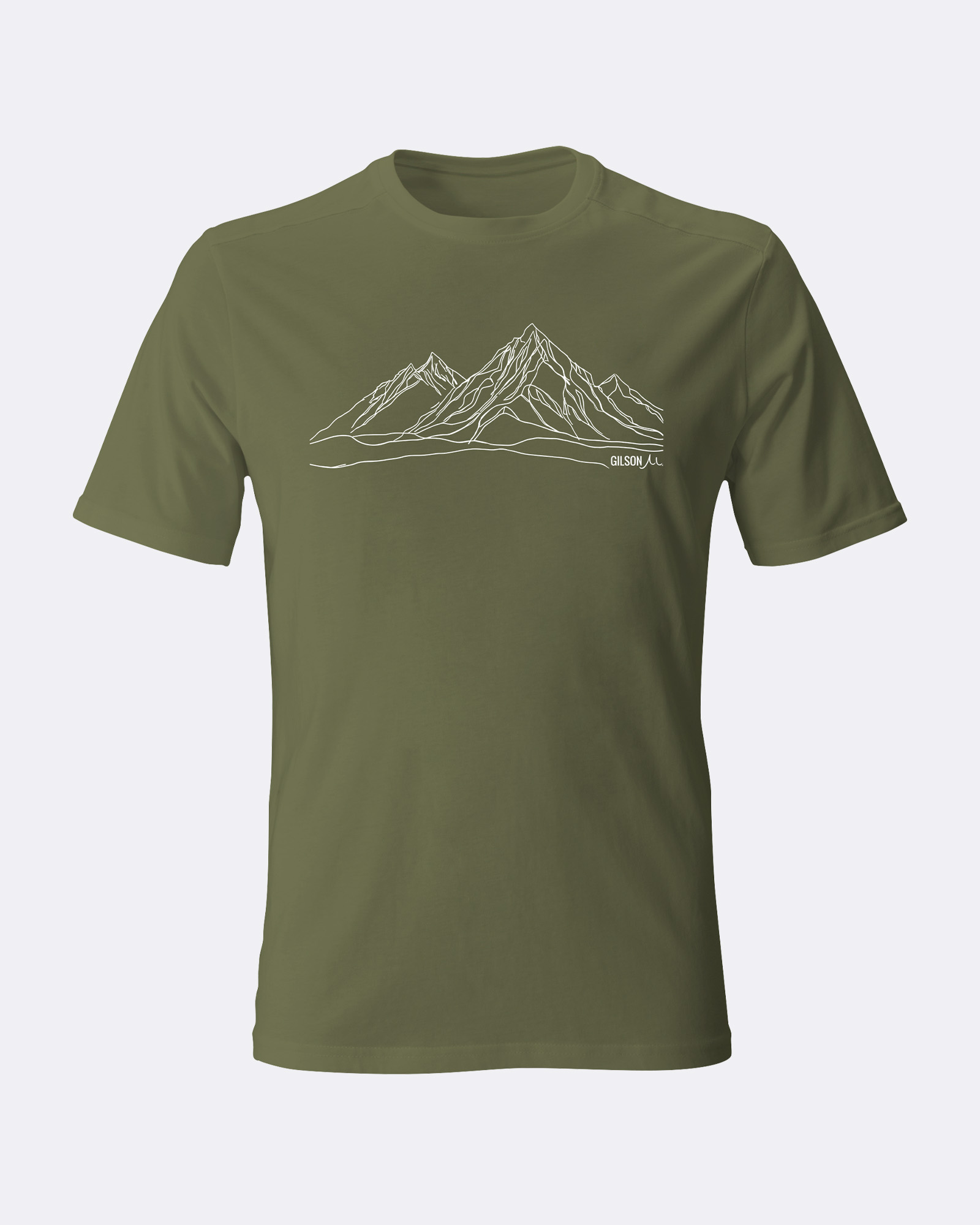 Mountain Lines Tee Olive graphics